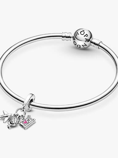 Airplane, Globe & Suitcase Dangle Charm