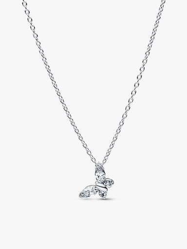 Sparkling Clear Butterfly Necklace and Earring Set