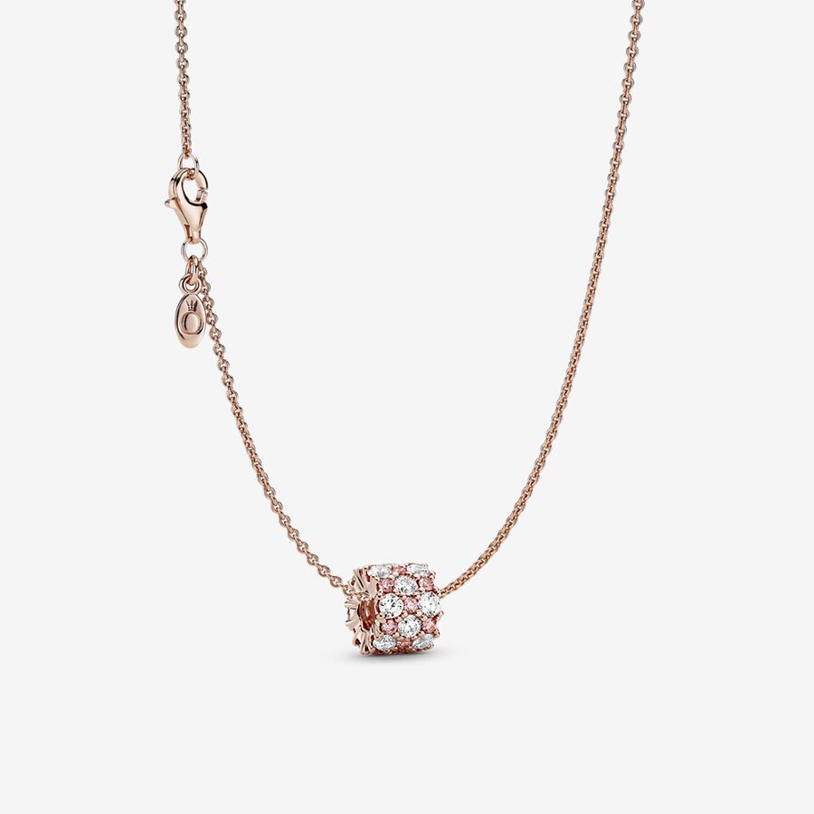 Pink & Clear Sparkle Necklace Set image number 0