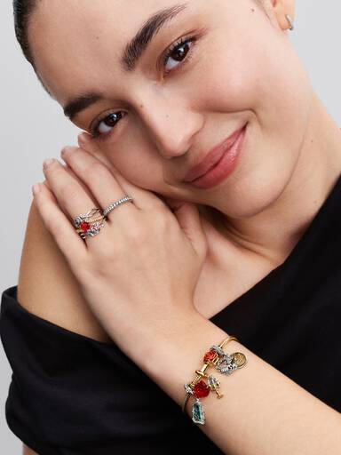 Disney Beauty and the Beast Enchanted Rose Snake Chain Bracelet