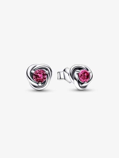 October Crystal Birthstone Eternity Circle Stud Earrings