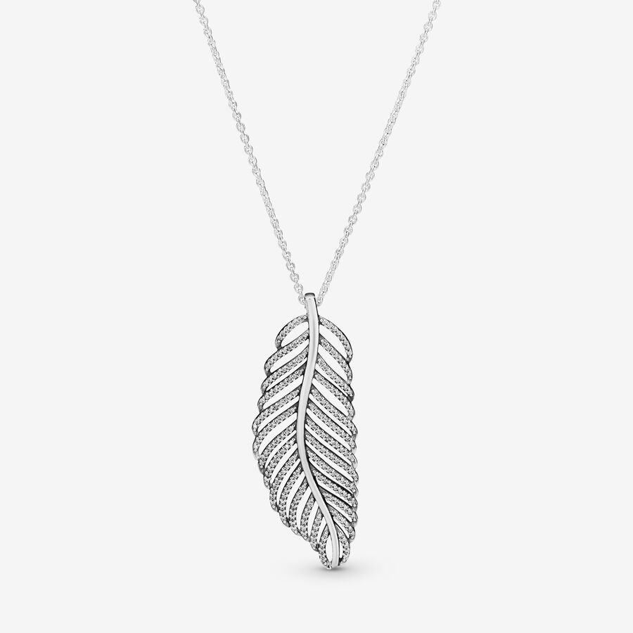 Shimmering Feather Pendant Necklace image number 0