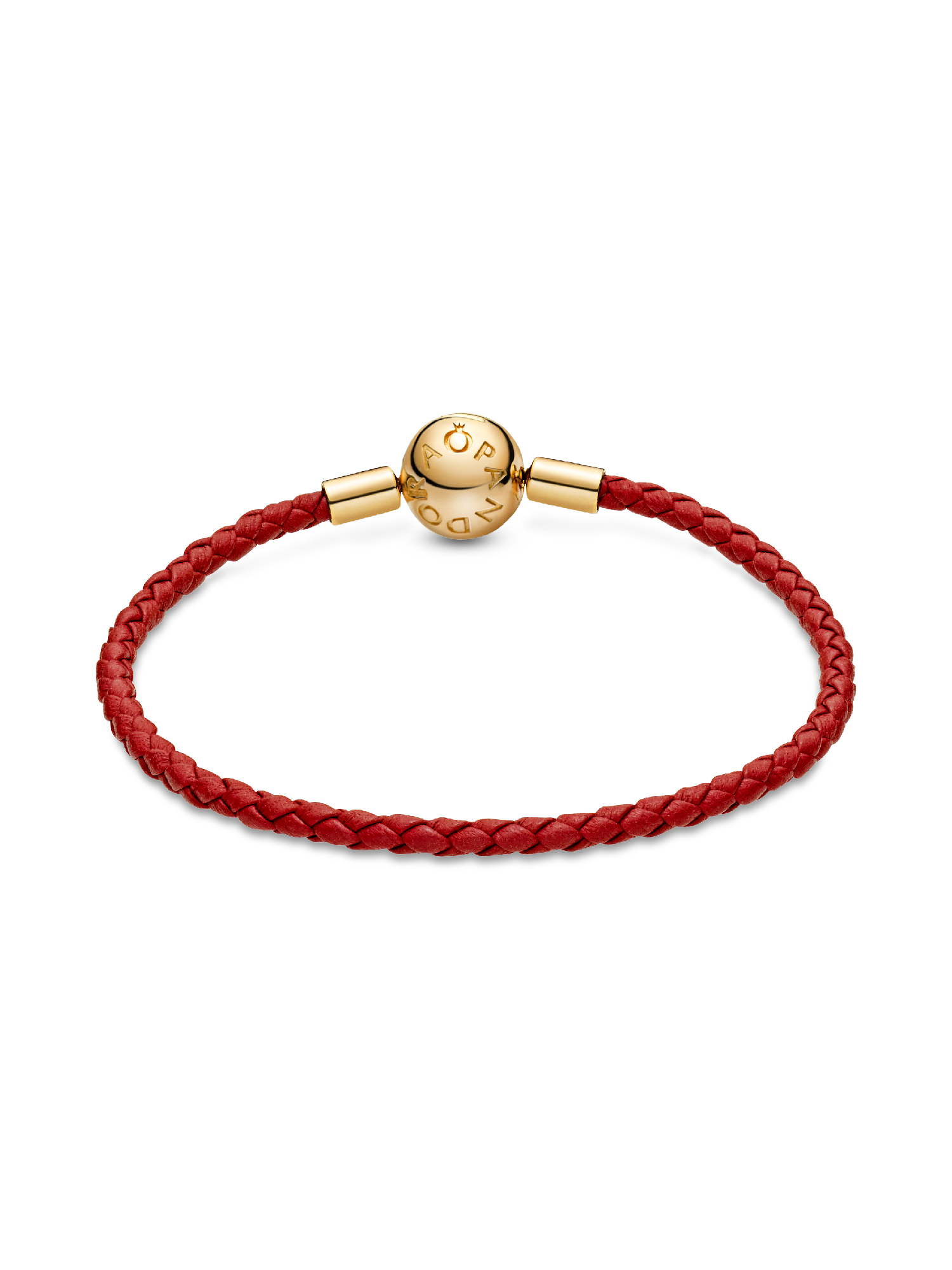 Pandora Moments Red Woven Leather Bracelet | Gold plated | Pandora SG