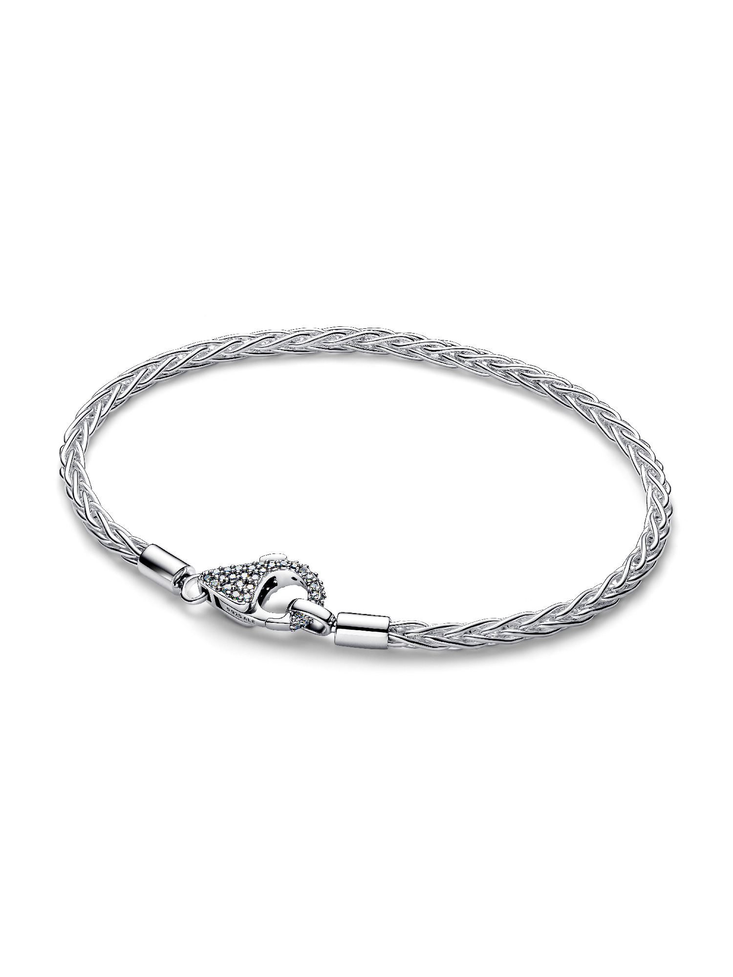 Pavé Clasp Foxtail Chain Charm Bracelet | Sterling silver | Pandora SG