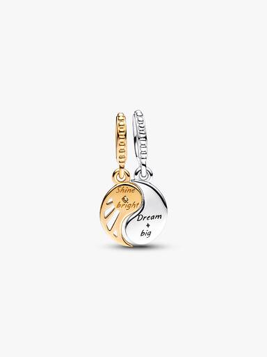 Two-tone Splittable Sun & Moon Dangle Charm