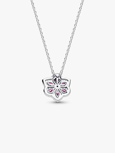 Herbarium Sparkling Pink Flower Pendant Necklace