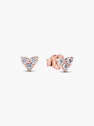 Triple Stone Heart Stud Earrings