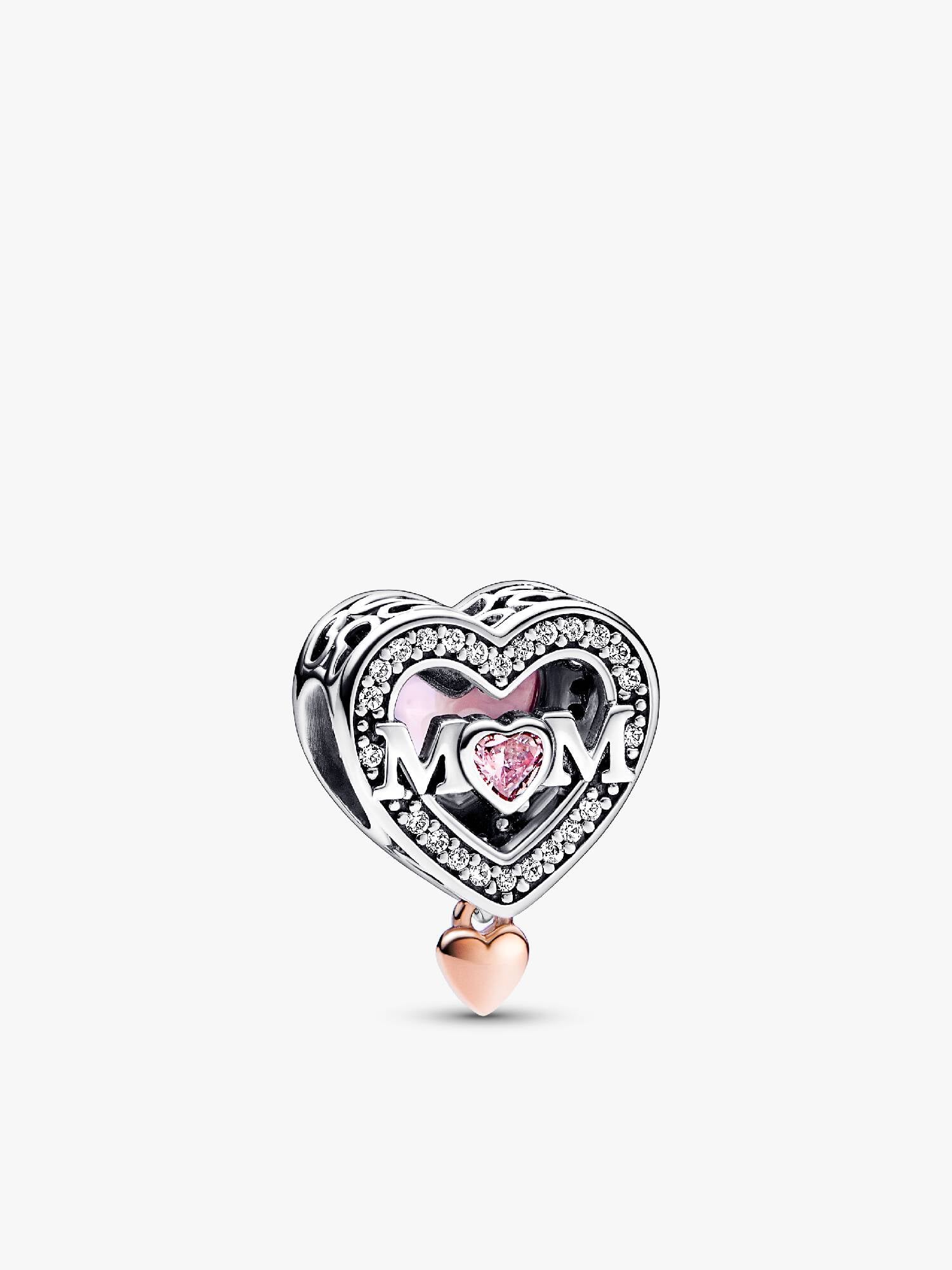 Two-tone Openwork Mum & Heart Charm