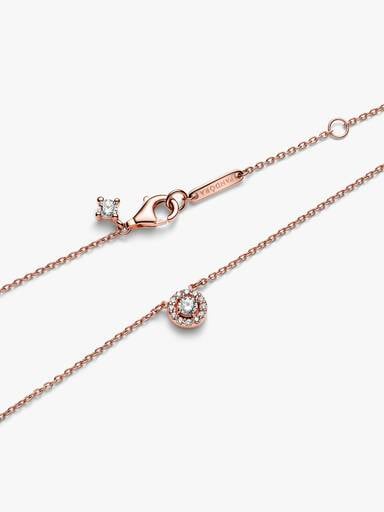Round Pavé Halo Pendant Necklace