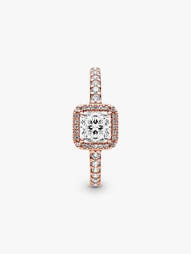 Square Sparkle Halo Ring