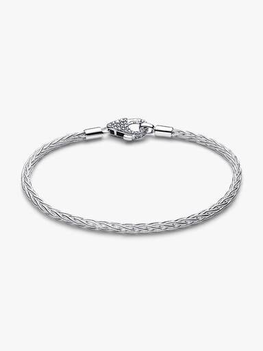 Pavé Clasp Foxtail Chain Charm Bracelet