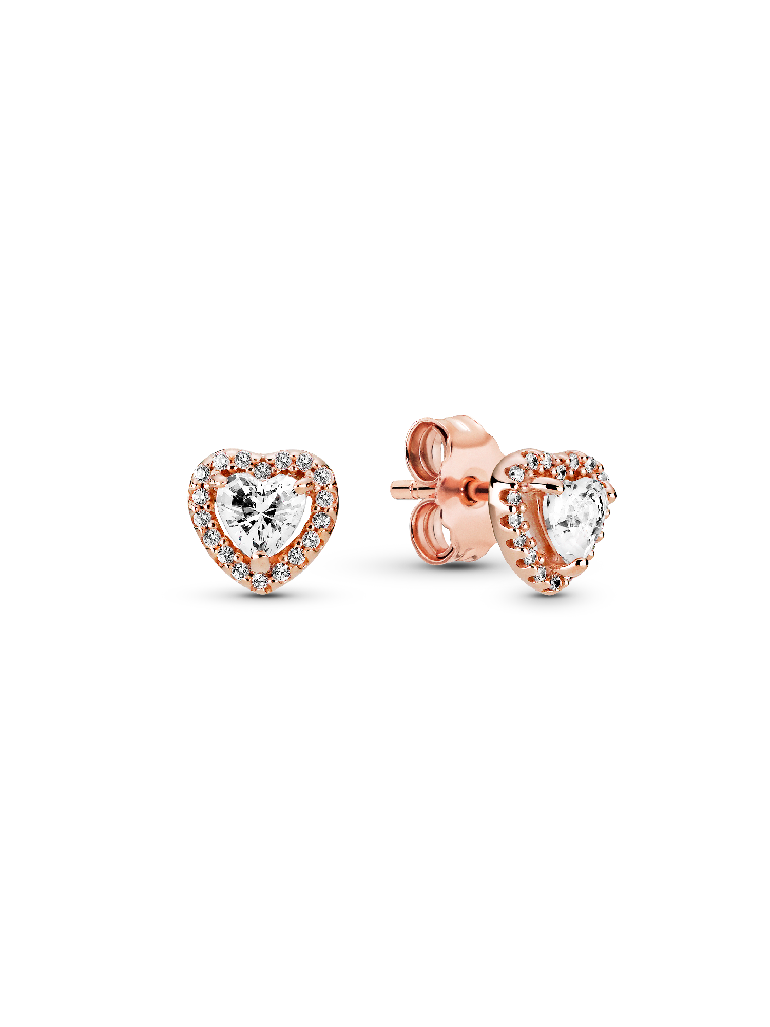 Sparkling Elevated Heart Stud Earrings | Rose gold plated | Pandora SG
