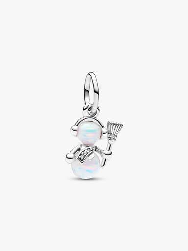 Opalescent Snowman Dangle Charm