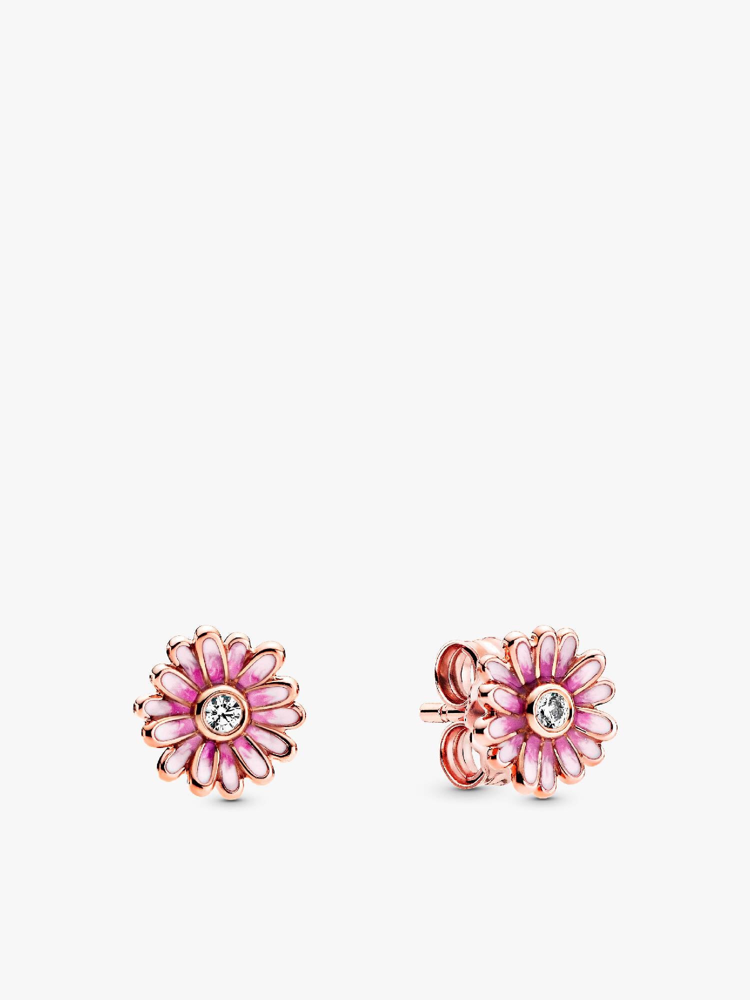 Pink Daisy Flower Stud Earrings
