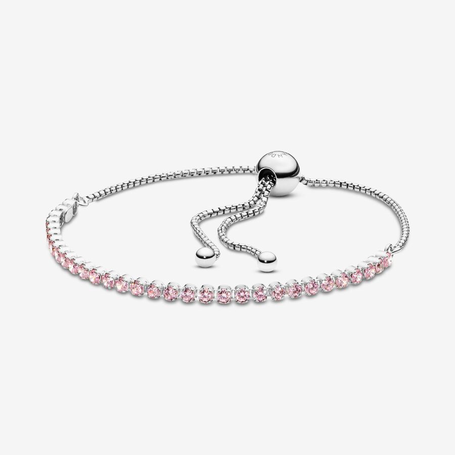 Pink Sparkling Slider Tennis Bracelet image number 0