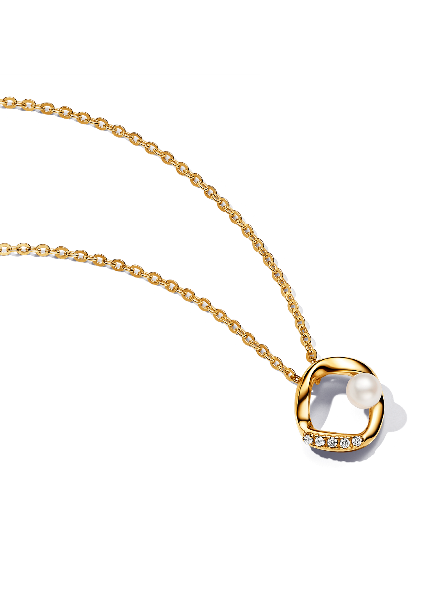 Organically Shaped Pavé Circle & Treated Freshwater Cultured Pearl Collier Necklace