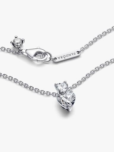 Double Heart Pendant Sparkling Collier Necklace