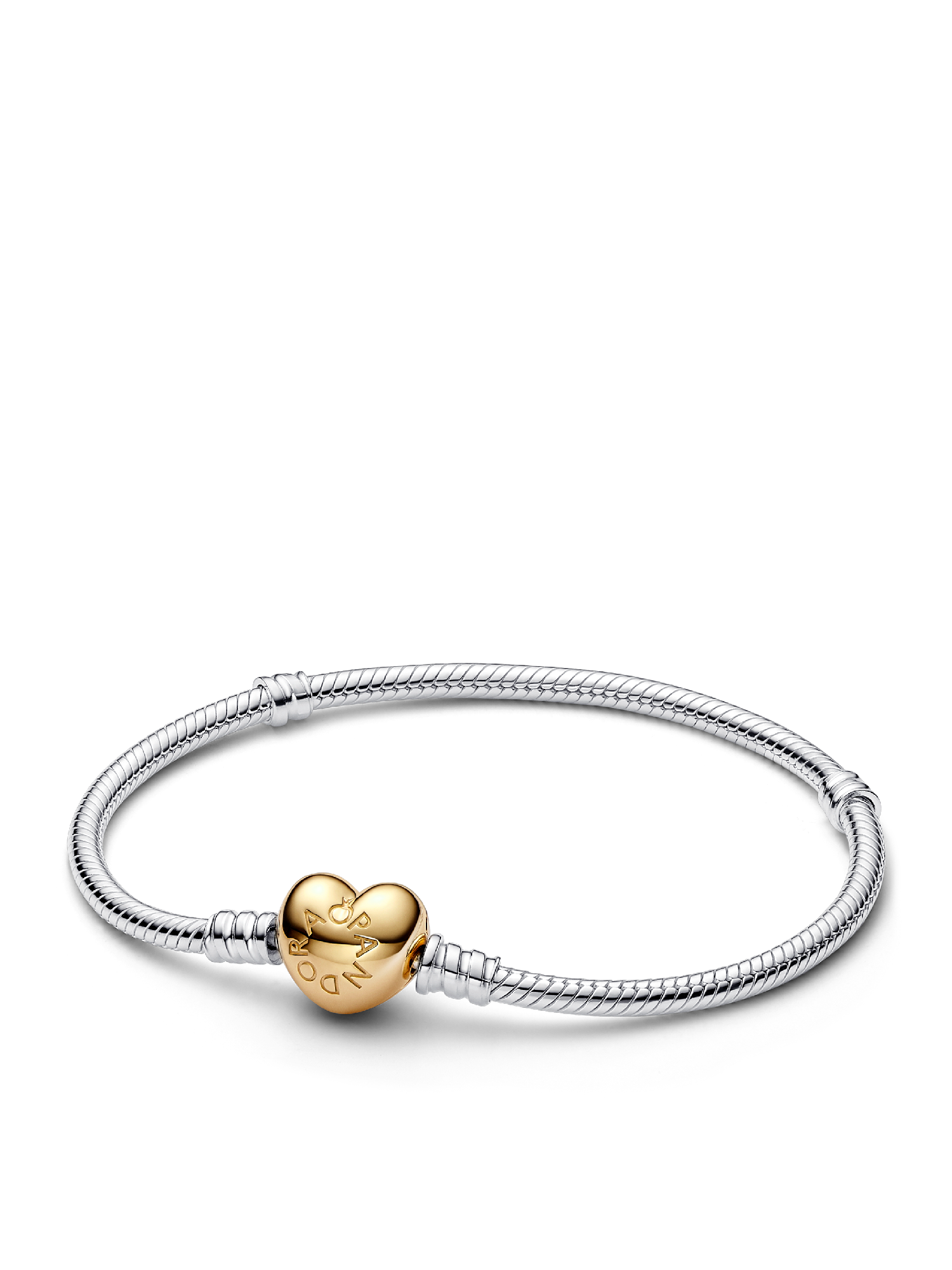 Sparkling Infinity Heart Clasp Snake Chain Bracelet | Sterling
