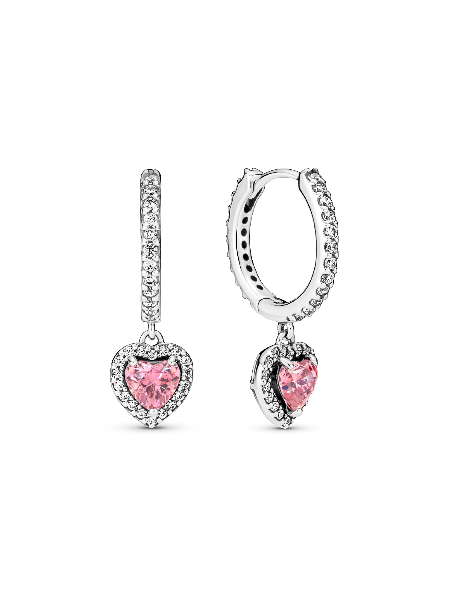 Sparkling Halo Heart Hoop Earrings | Sterling silver | Pandora SG