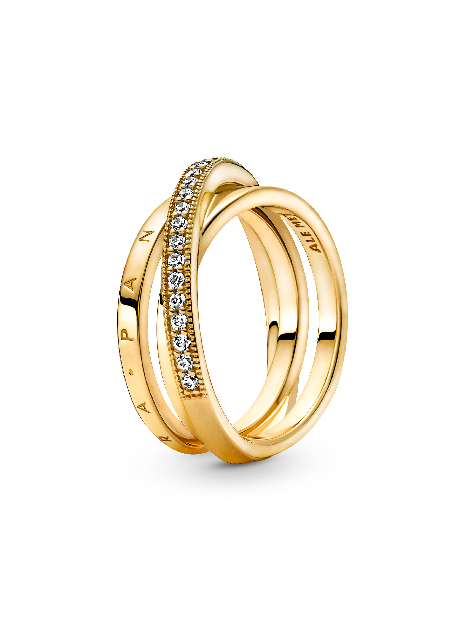 Crossover Pavé Triple Band Ring