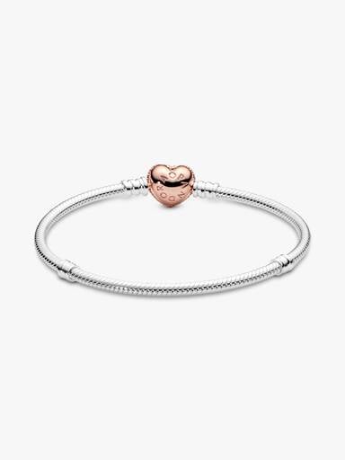 Pavé Heart Clasp Snake Chain Bracelet