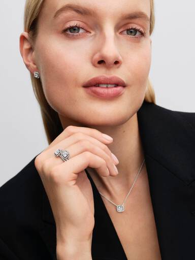 Square Sparkle Halo Ring