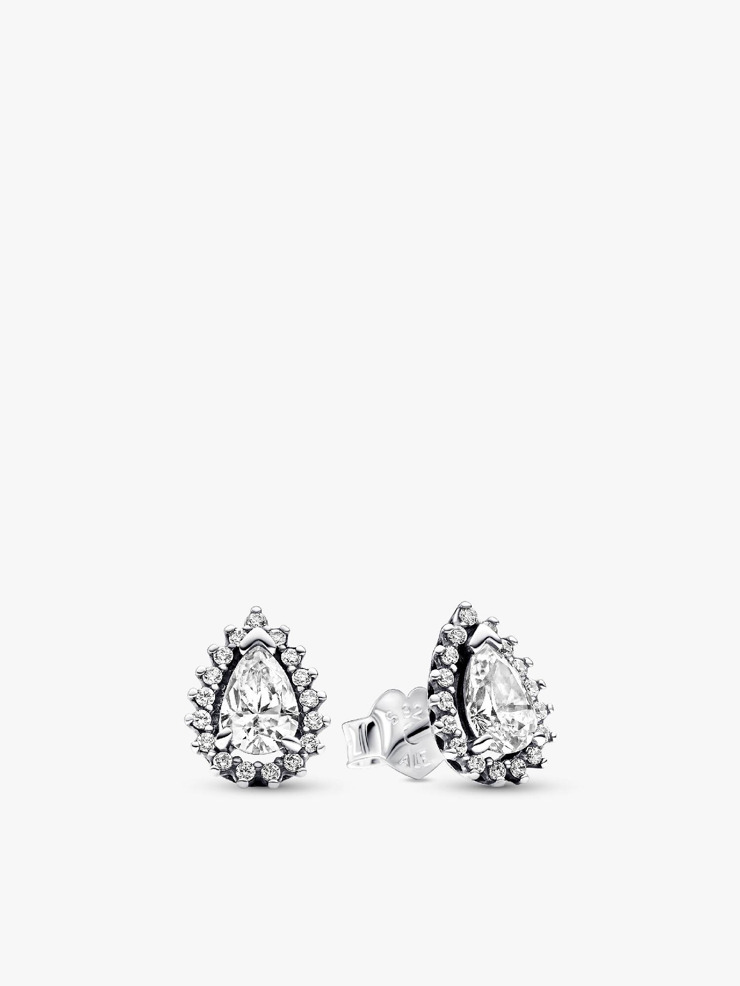 Sparkling Pear Halo Stud Earrings