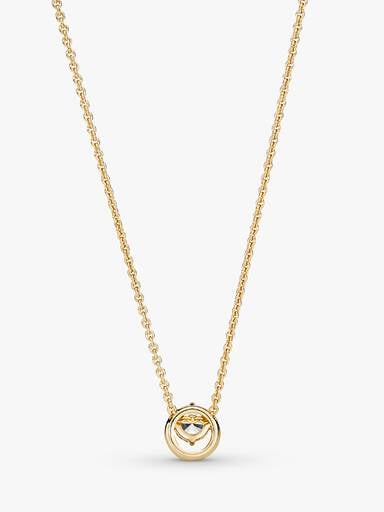 Sparkling Round Halo Pendant Collier Necklace