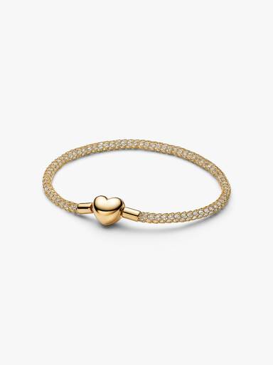 Heart Clasp Sparkling Mesh Bracelet