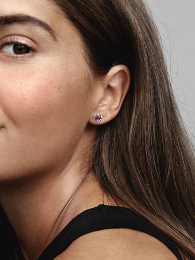 October Crystal Birthstone Eternity Circle Stud Earrings