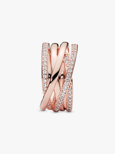Pandora Rose Sparkling & Polished Lines Ring