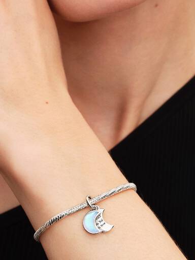 Crescent Moon Double Dangle Charm