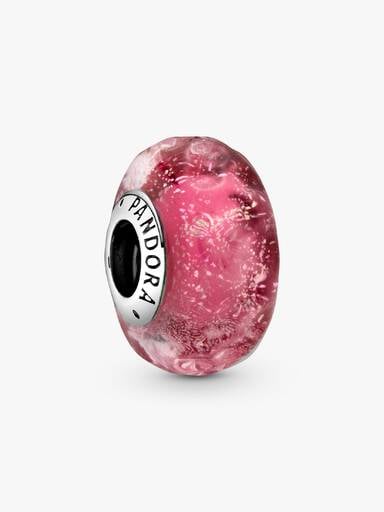 Wavy Fancy Pink Murano Glass Charm