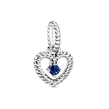 September Royal Blue Heart Hanging Charm with Man-Made Royal Blue Crystal