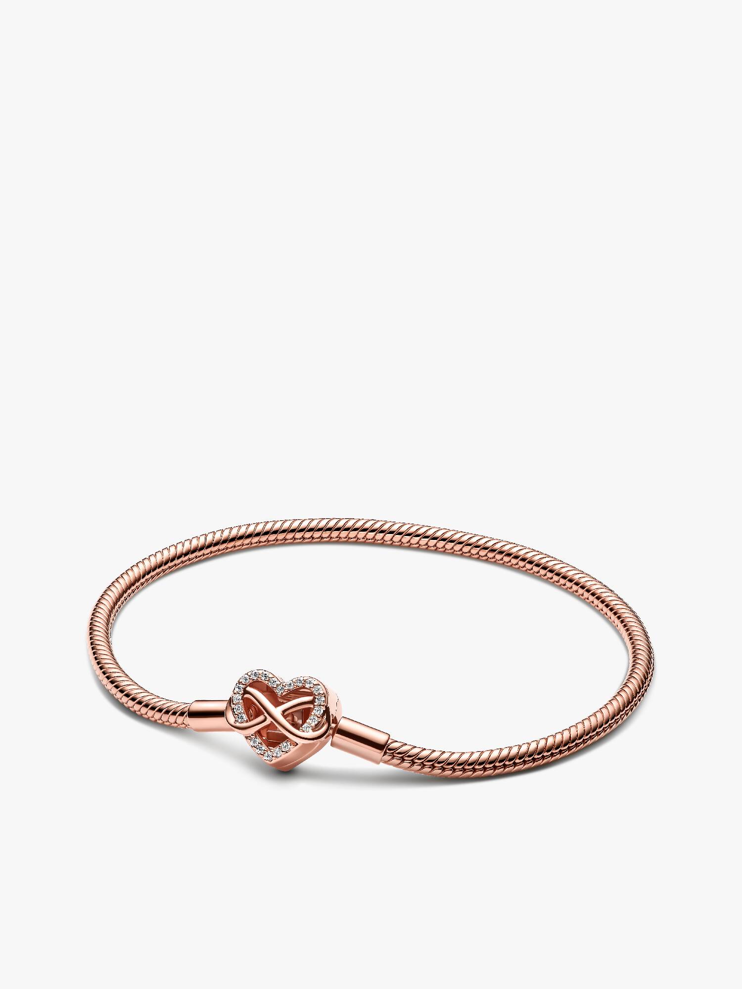 Sparkling Infinity Heart Clasp Snake Chain Bracelet