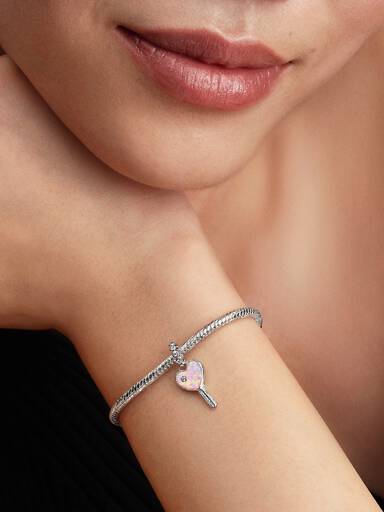 Opalescent Heart Key Dangle Charm
