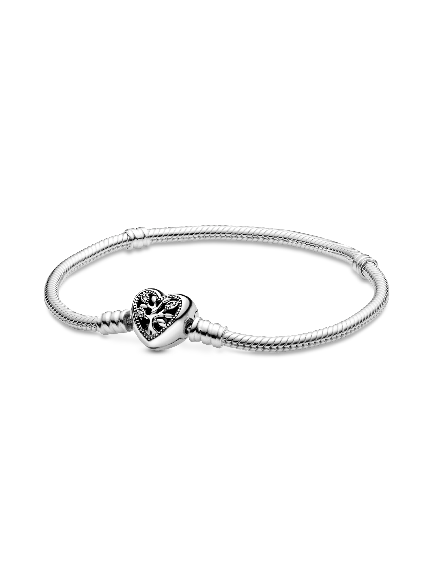 Family Tree Heart Clasp Snake Chain Bracelet | Sterling silver