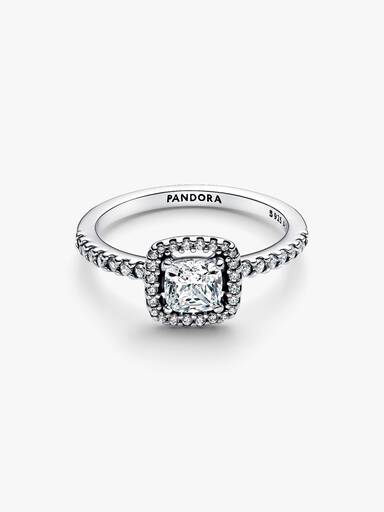 Sparkling Square Halo Ring