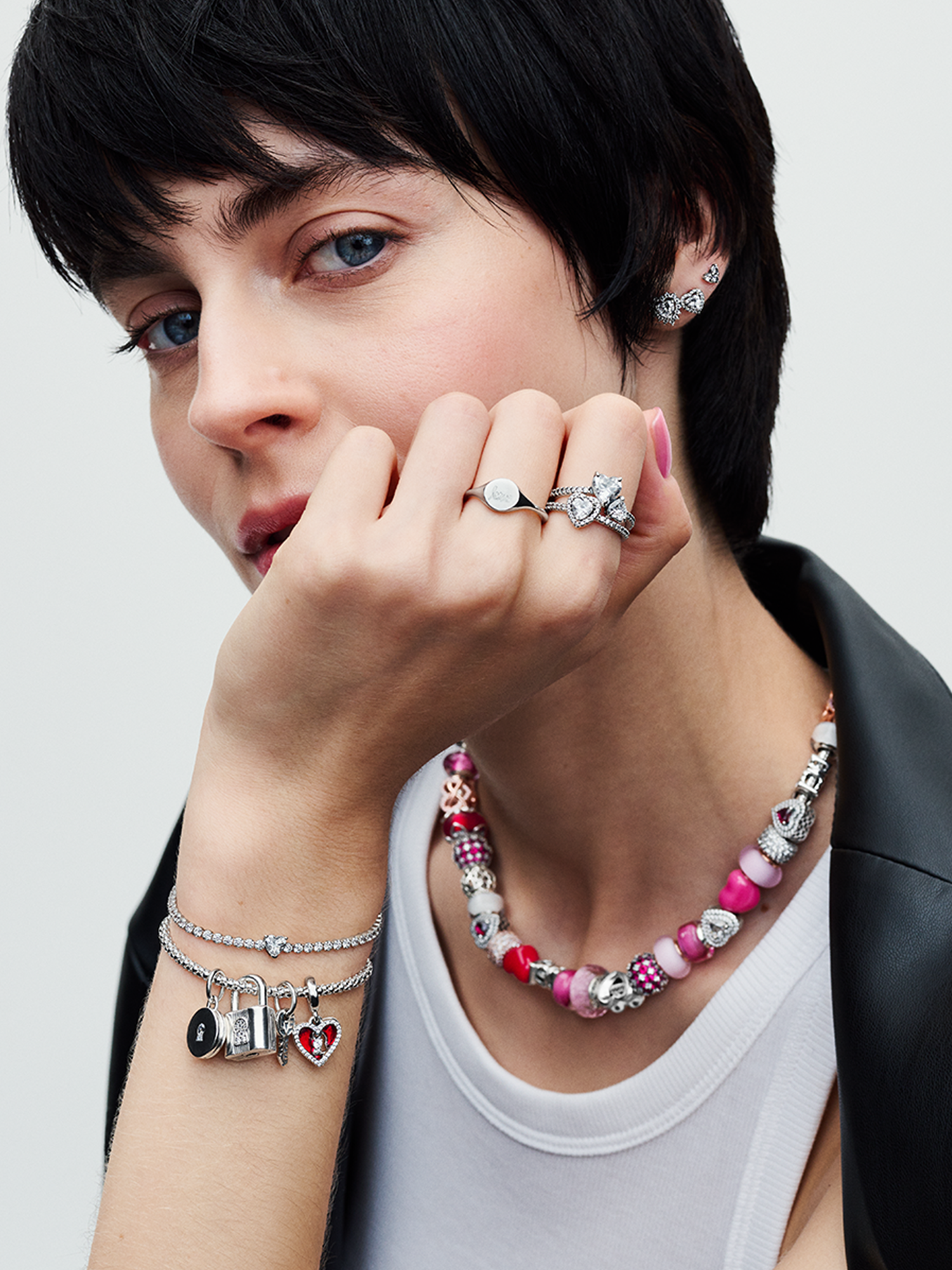 Sparkling Heart Tennis Bracelet | Sterling silver | Pandora SG
