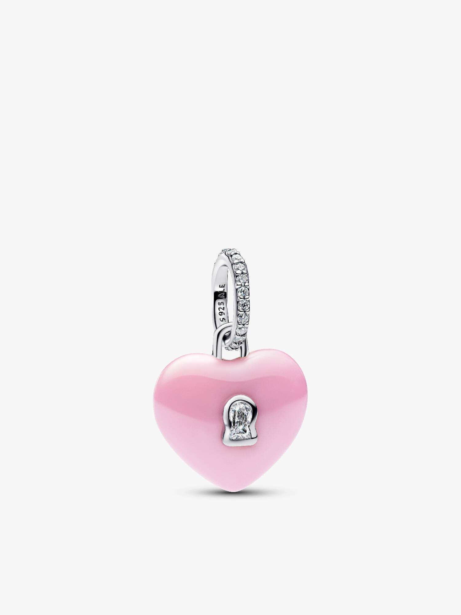 Pink Ceramic Heart Padlock Dangle Charm