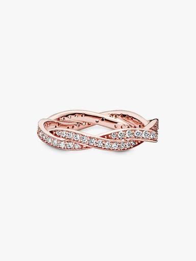 Pandora Rose Sparkling Twisted Lines Ring