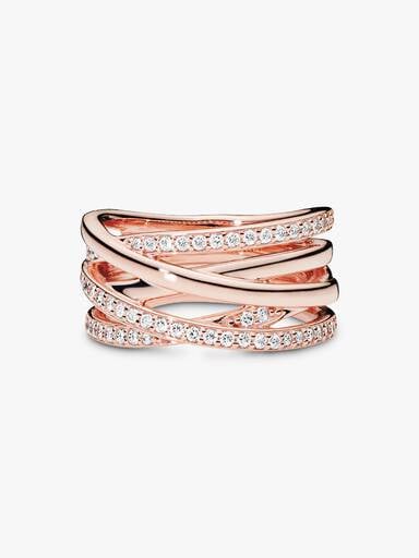 Pandora Rose Sparkling & Polished Lines Ring