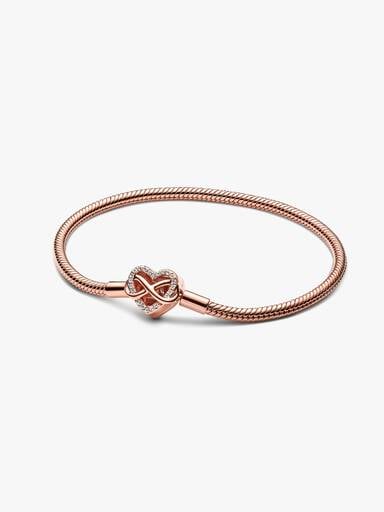 Sparkling Infinity Heart Clasp Snake Chain Bracelet