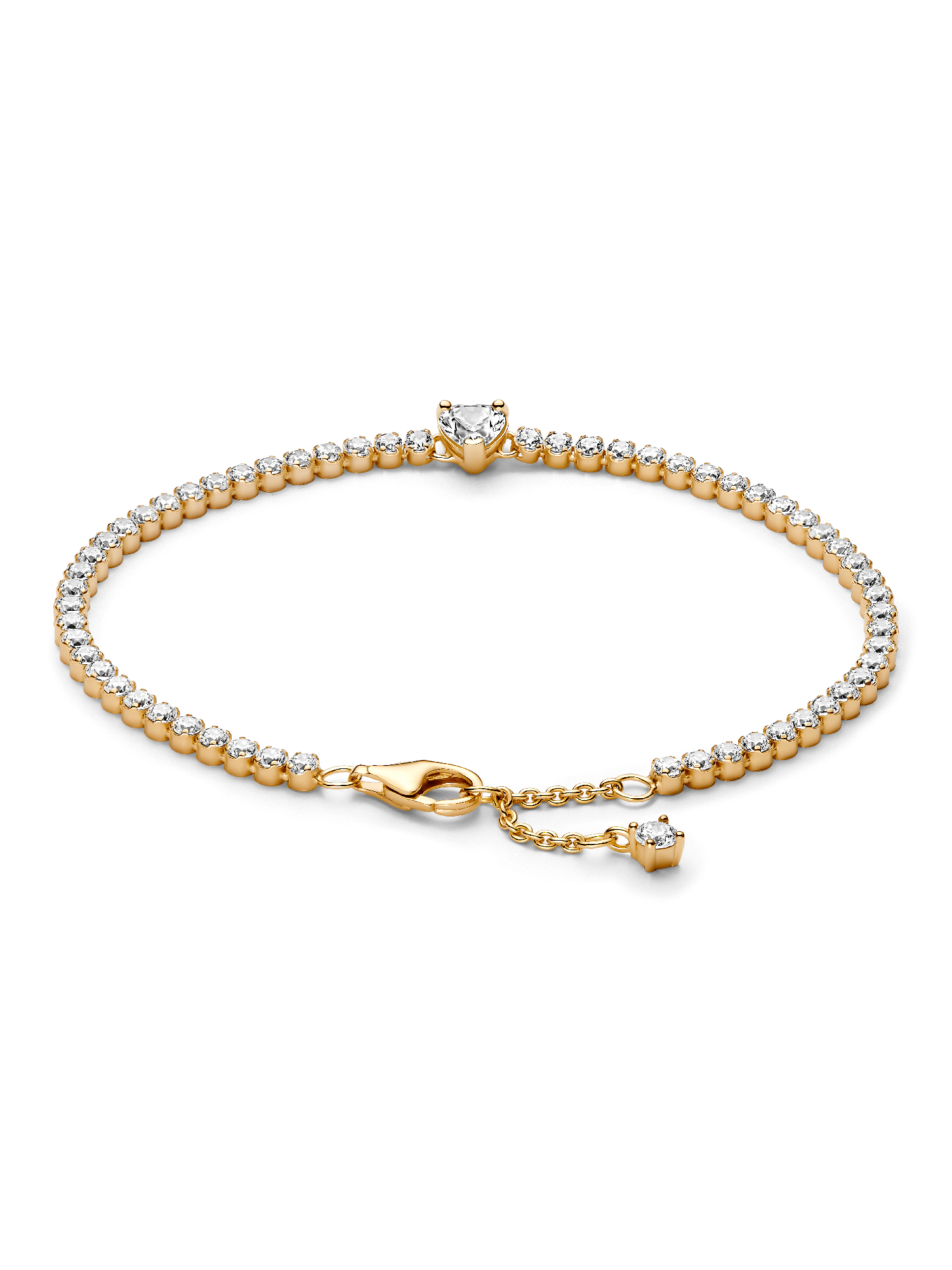 Sparkling Heart Tennis Bracelet | Gold plated | Pandora SG