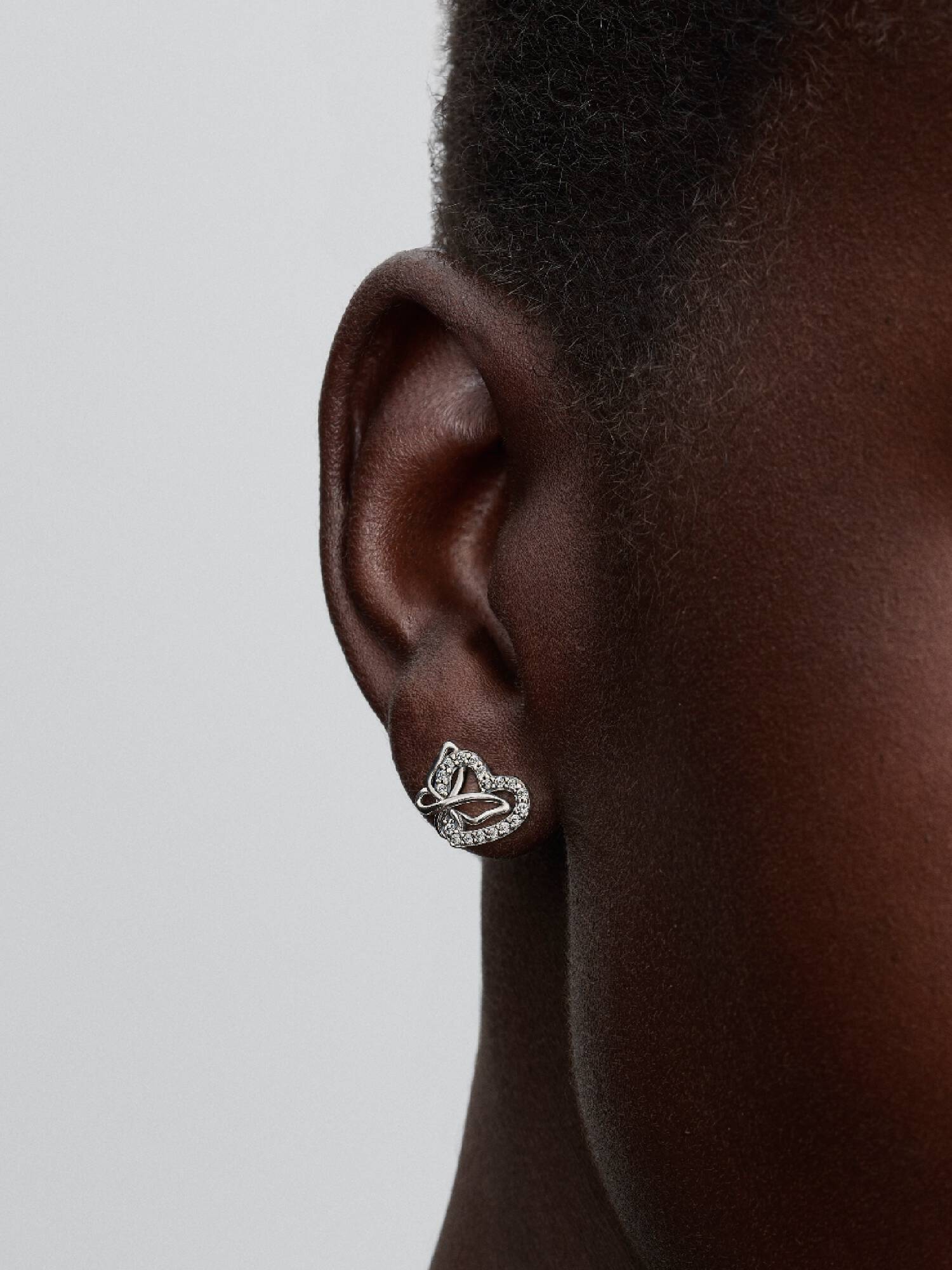 Entwined Heart & Butterfly Stud Earrings