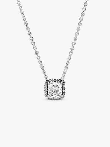 Square Sparkle Halo Necklace