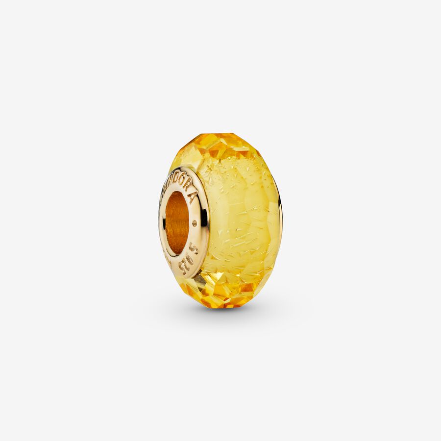Faceted Golden Murano Glass Charm image number 0