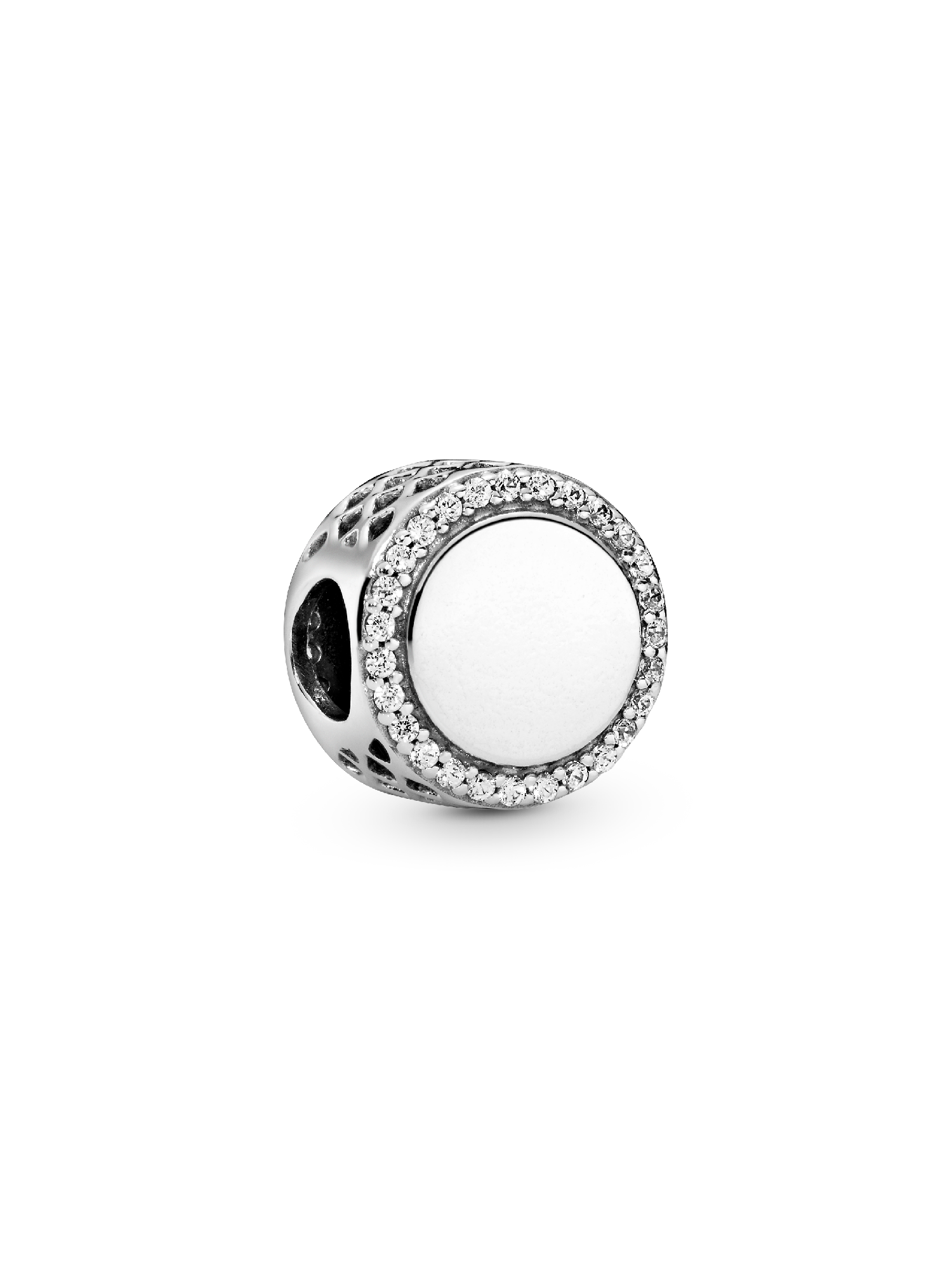 Silver charm with clear cubic zirconia