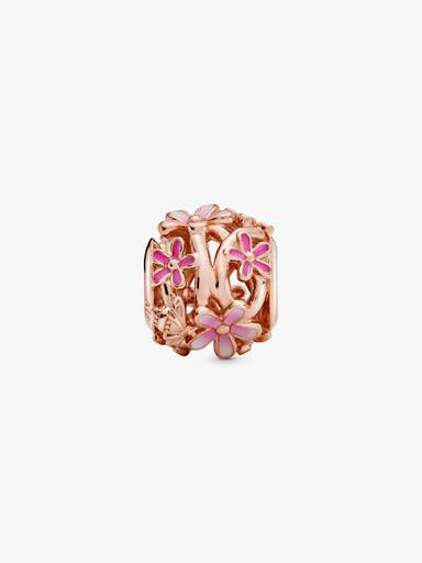 Openwork Pink Daisy Flower Charm