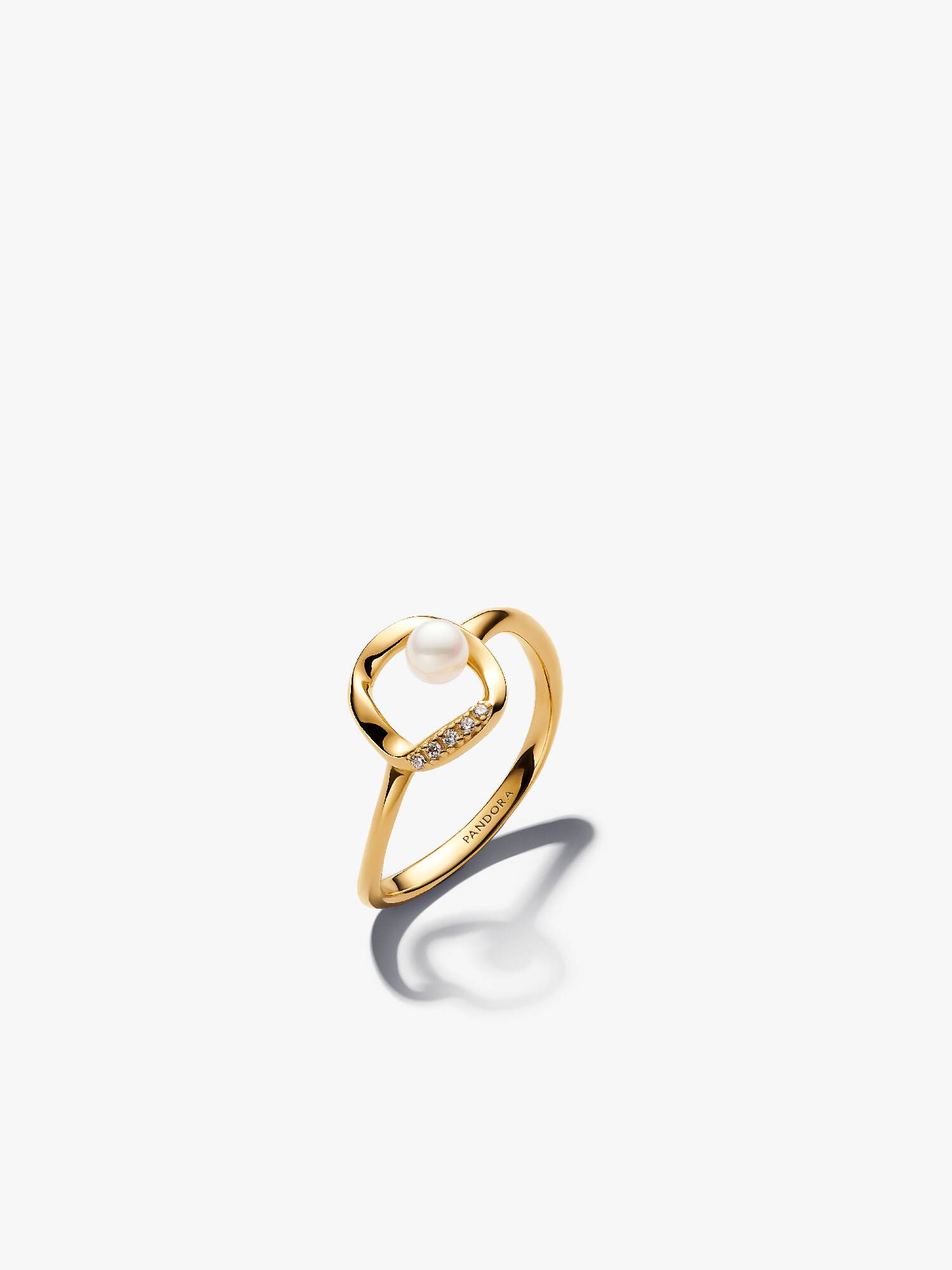 Organically Shaped Pavé Circle & Treated Freshwater Cultured Pearl Ring